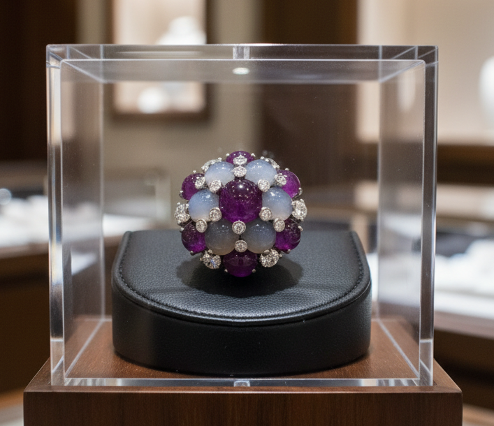 Oscar Heyman Star Ruby and Star Sapphire Platinum Ring