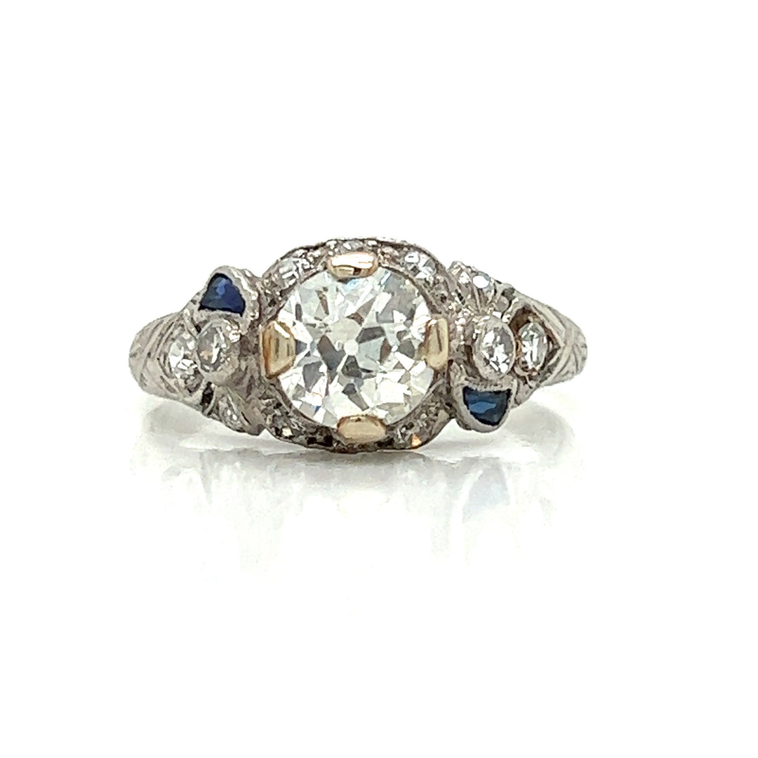 Authentic Art Deco 1.20 Carat Diamond Platinum Vintage Engagement Ring