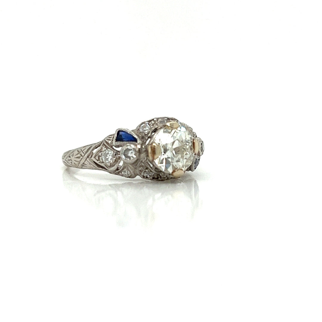 Authentic Art Deco 1.20 Carat Diamond Platinum Vintage Engagement Ring