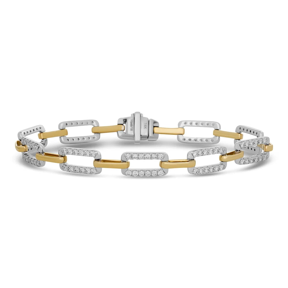 Custom Made 1.95cttw Diamond 14K White and Yellow Gold Bracelet