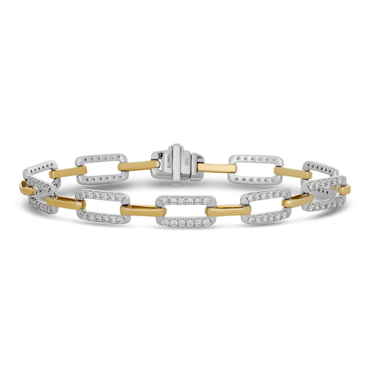 Custom Made 1.95cttw Diamond 14K White and Yellow Gold Bracelet