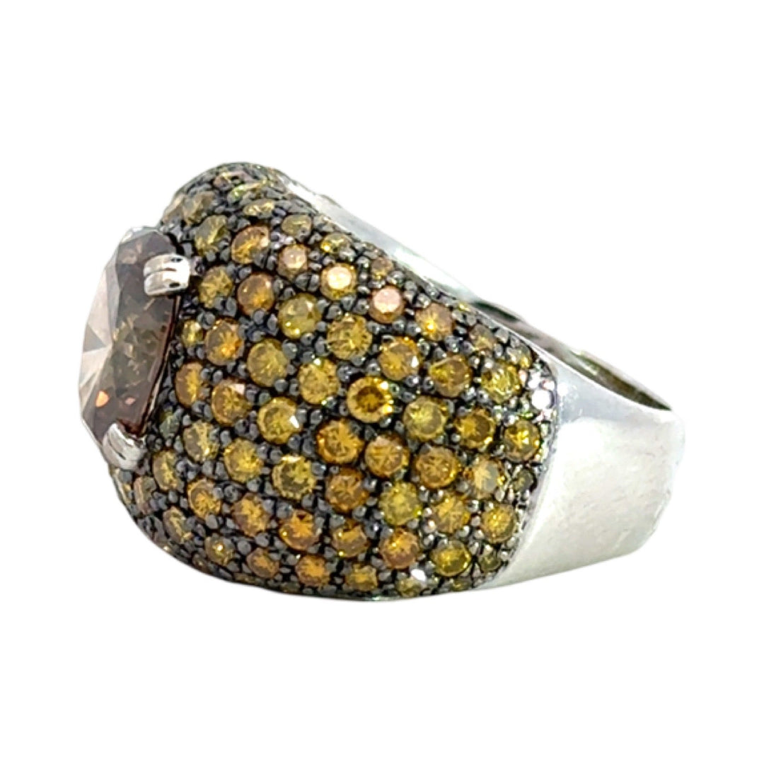 Natural Fancy Yellow Diamond and 18K White Gold Ring