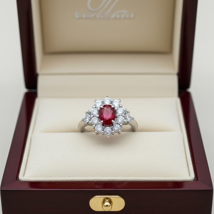 Estate Ruby Oval 1.06ct Diamond 0.89cttw Platinum Ring 15268