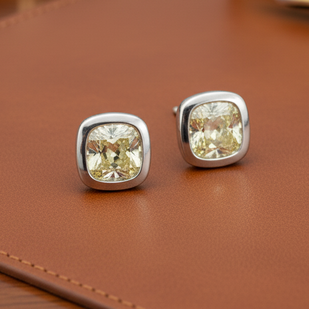 Designer Maya Lianna 2.12 cttw Natural Fancy Gray Greenish Yellow (GIA) Earrings 14748