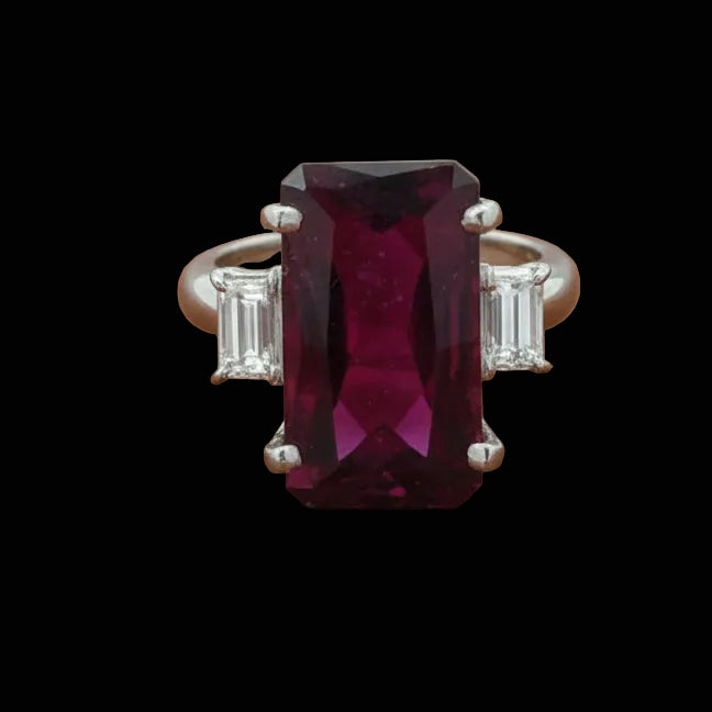 Estate 8.88 ct Tourmaline & Diamond Platinum Ring 15762