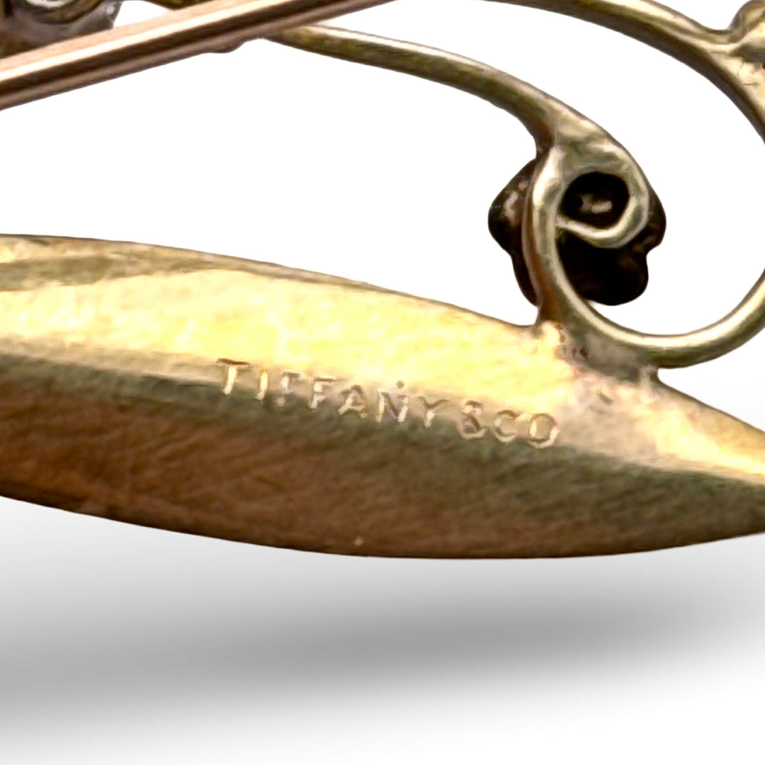 Estate Circa 1930 Tiffany & Co Blue and Yellow Sapphire, Diamond, Pearl Brooch