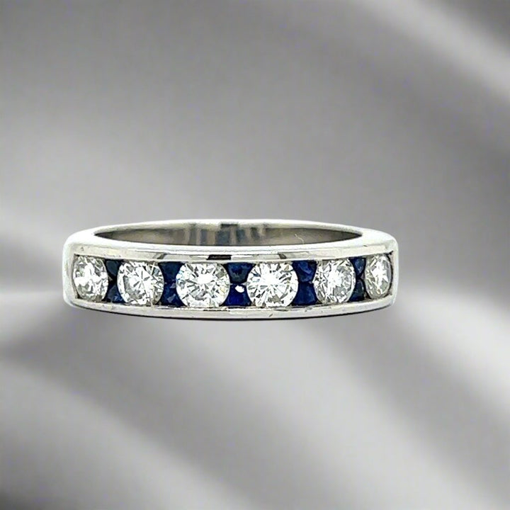 Sapphire, Diamond and Platinum Ring