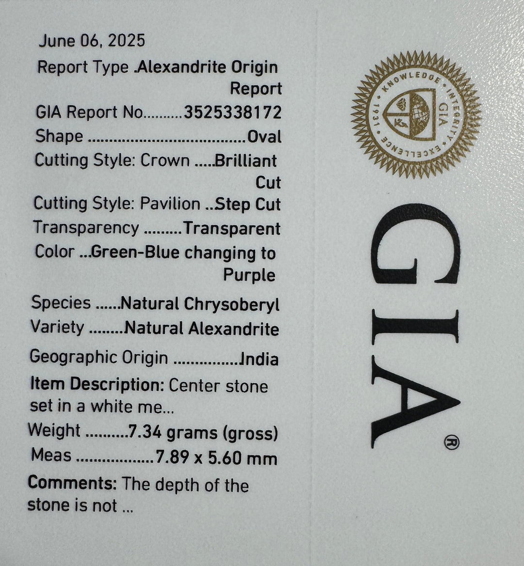 Natural Color Change Alexandrite and Diamond Platinum Ring (GIA)