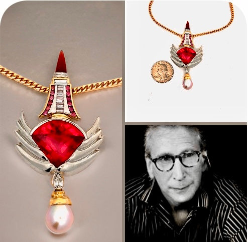 Estate Designer David Sacco Original  "The Art Of Being" Rubellite Natural Fancy Light Pink Diamond Necklace 14920