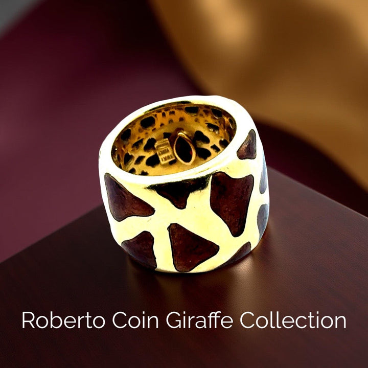 Roberto Coin Giraffe Enamel 18K Yellow Gold Ring