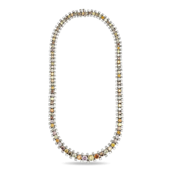 Designer Oscar Heyman Natural Color and White Diamond Platinum Necklace