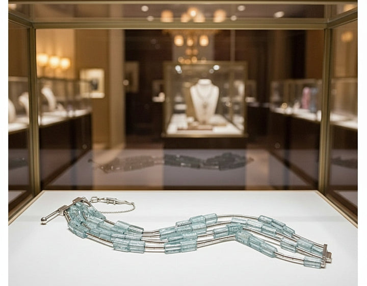 Designer H. Stern Aquamarine and Diamond 18Kt White Gold Bracelet (Lizard Collection)