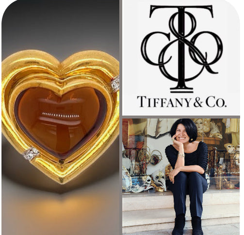 Tiffany & Co Paloma Picasso Citrine, Diamond and 18K Yellow Gold Heart Brooch