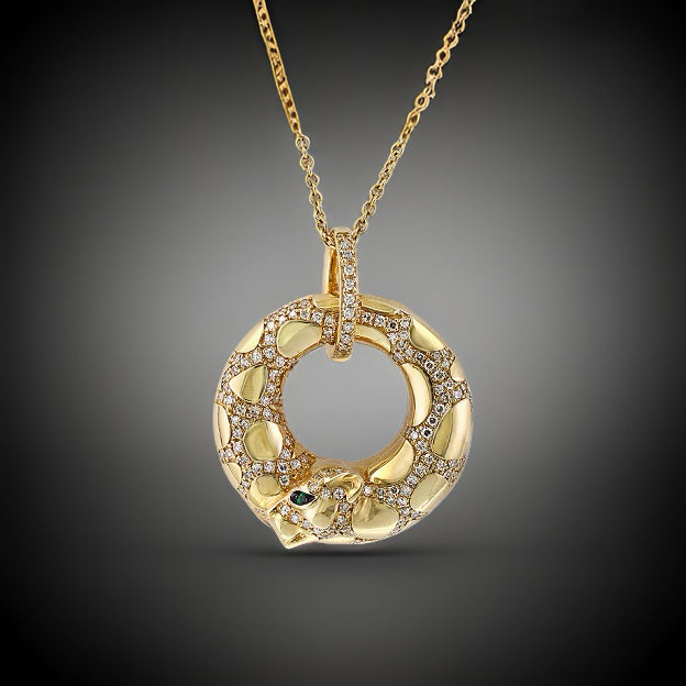 Effy Diamond, Emerald and 14K Yellow Gold Panther Necklace