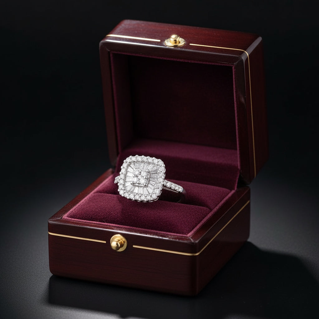 Designer Odelia Diamond 14K White Gold Cluster Ring