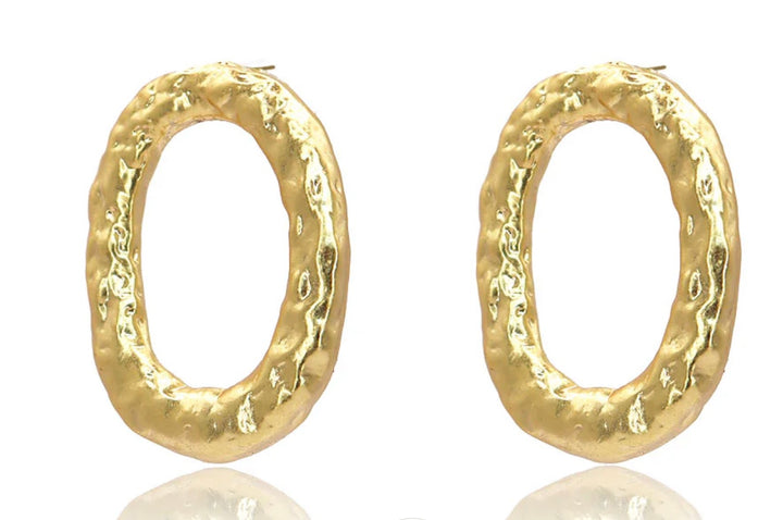 Gold Open Oval Statement Earrings