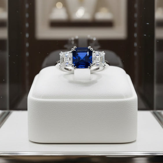 J.E. Caldwell 2.32 ct No Heat Sapphire Diamond Platinum Ring 12954