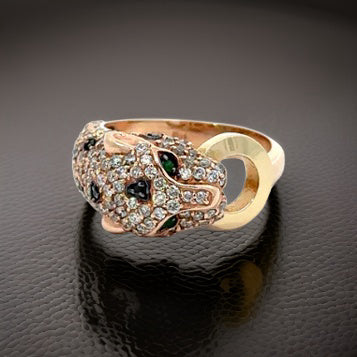 Effy Diamond, Emerald and 14K Rose Gold Panther Ring