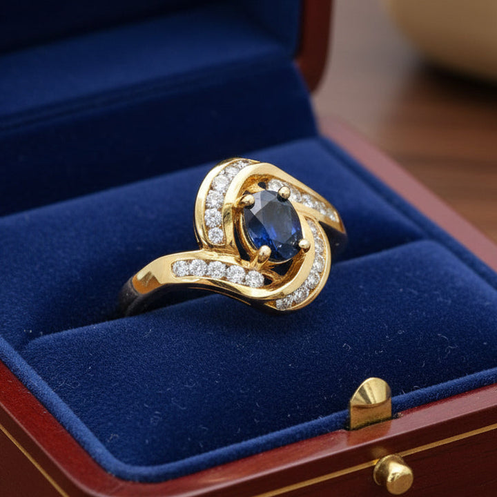 Estate Designer Prestige Sapphire Diamond Ring 13793