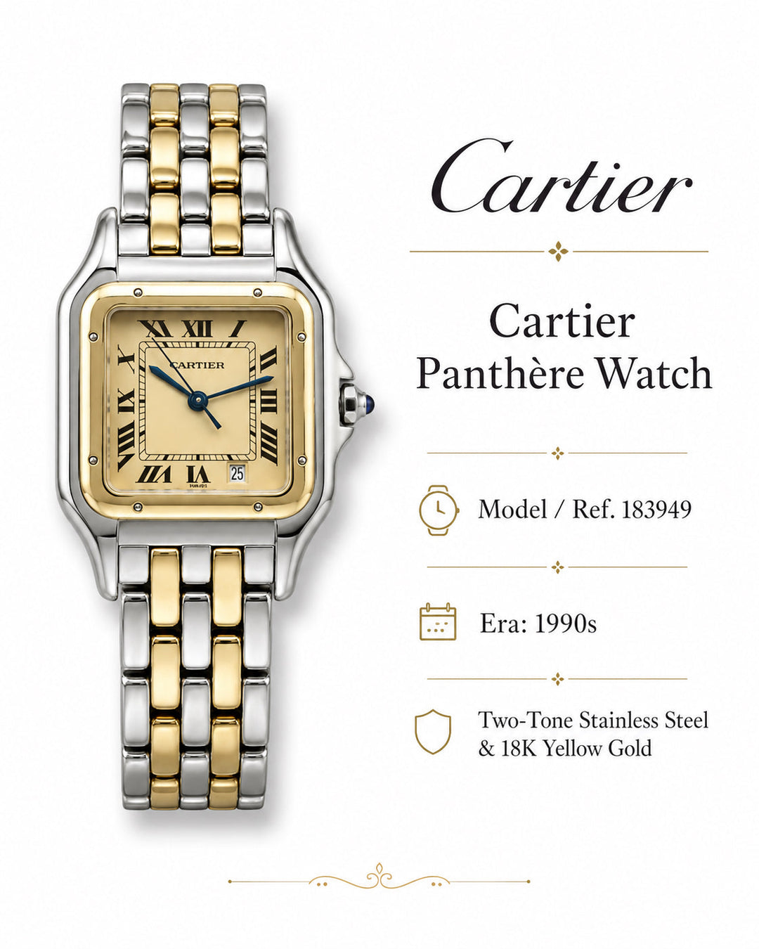 Vintage Cartier Panther 18Kt and Stainless Steel Watch