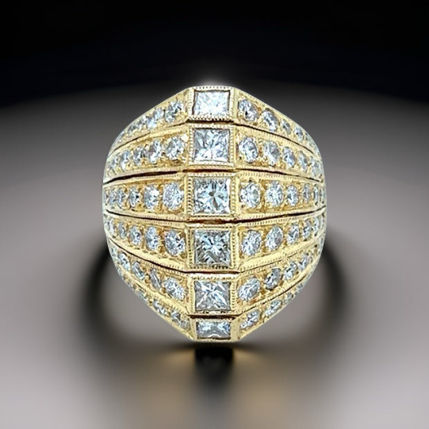 Estate 3.27 cttw Diamond 18K Yellow Gold Ring 13375