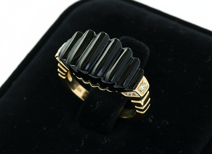 Effy Onyx, Diamond and 14K Yellow Gold Ring