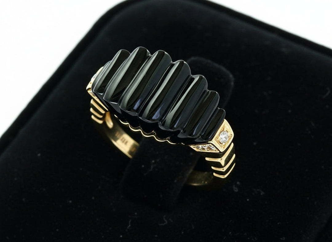 Effy Onyx, Diamond and 14K Yellow Gold Ring