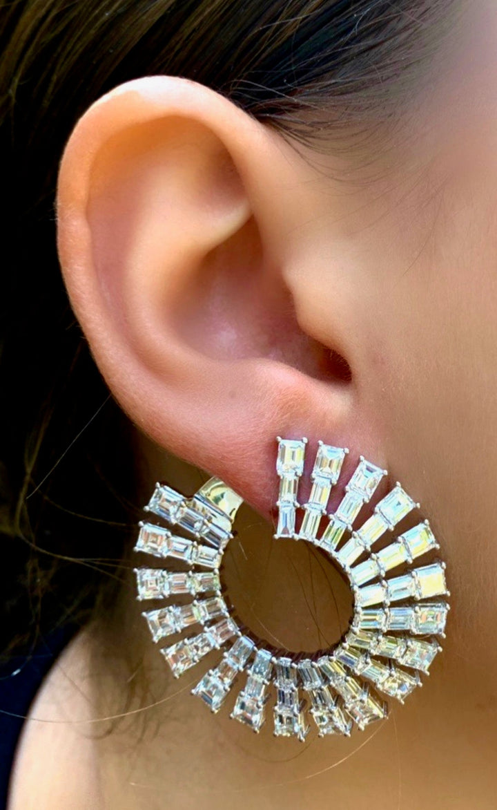 Fashionista Diamond and 18K White Gold Bold Hoop Earrings