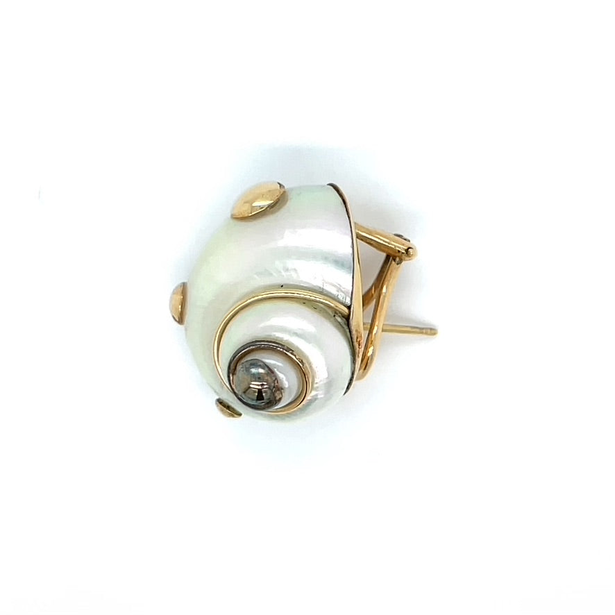 Mazza Mother of Pearl and 14K Yellow Gold Shell Earrings