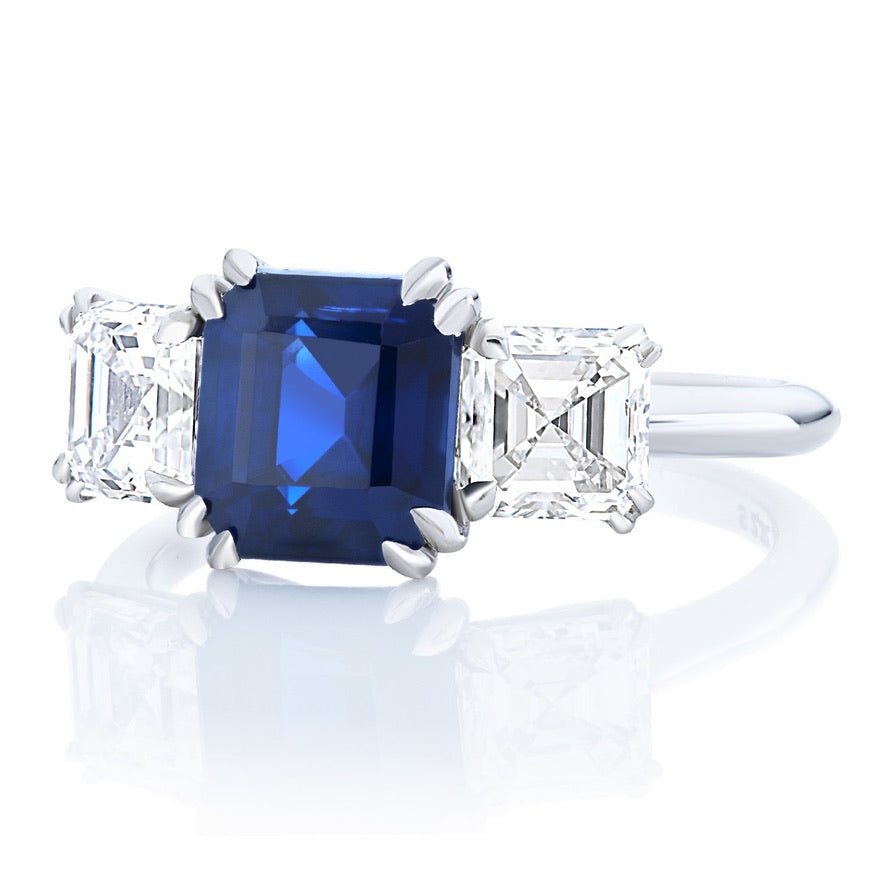 J.E. Caldwell 2.32 ct No Heat Sapphire Diamond Platinum Ring 12954