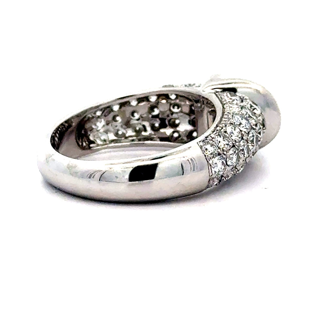 Sapphire, Diamond and 18K White Gold Tapered Ring