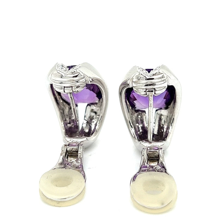 New Designer Rina Limor 17.07 ct Amethyst .58 cttw Diamond Earrings 13766