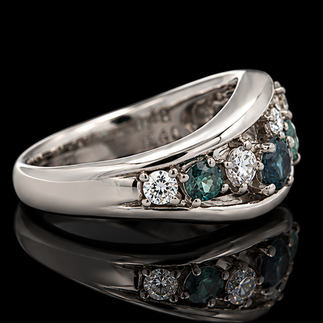 Estate Natural Alexandrite & Diamond Platinum Ring