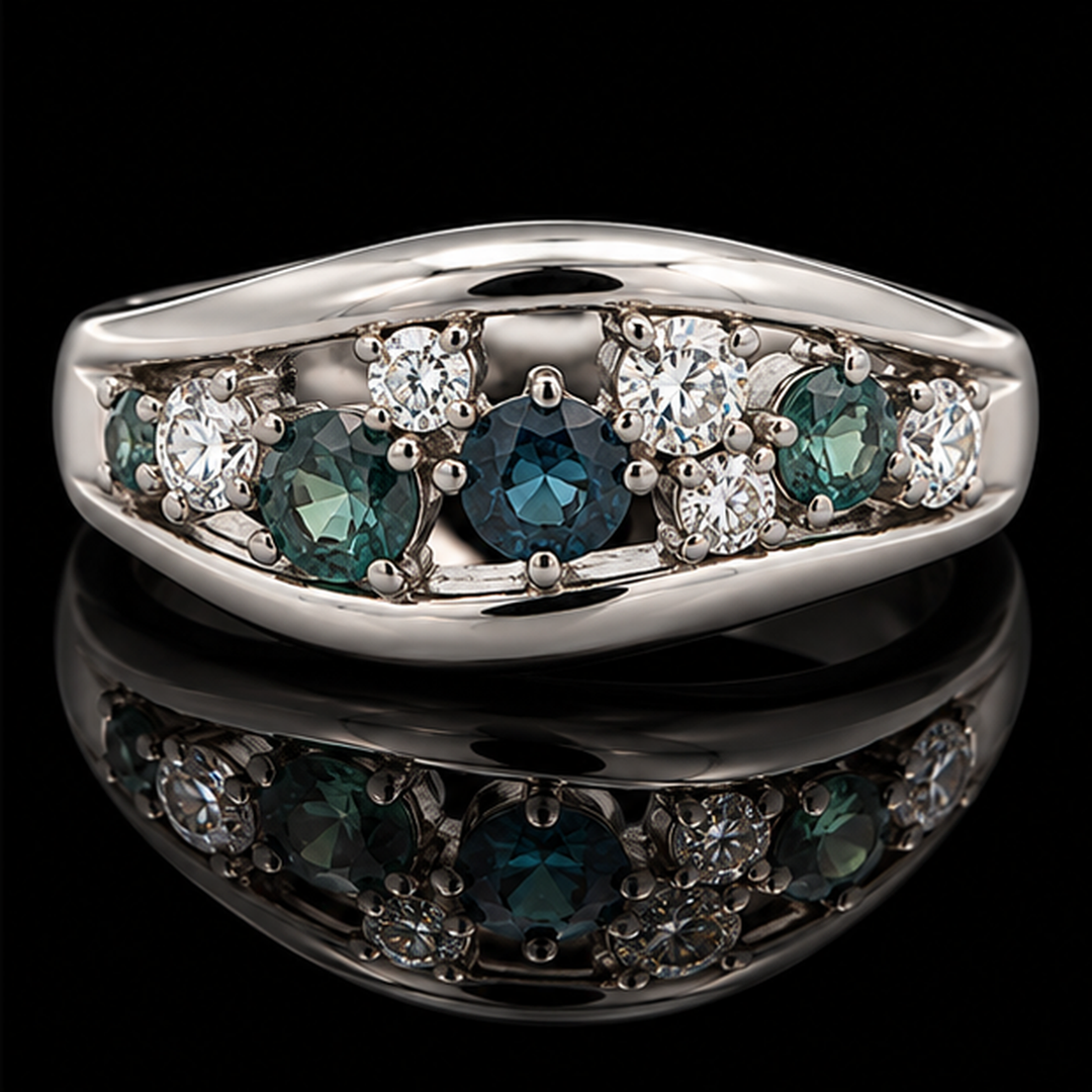 Estate Natural Alexandrite & Diamond Platinum Ring
