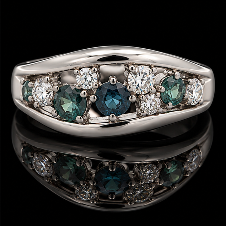 Estate Natural Alexandrite & Diamond Platinum Ring