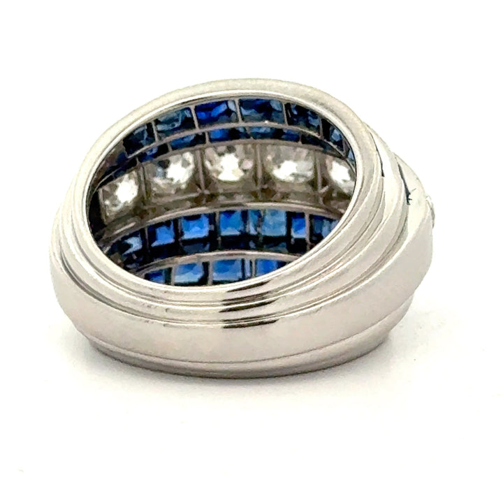Retro Diamond and Sapphire Platinum Ring