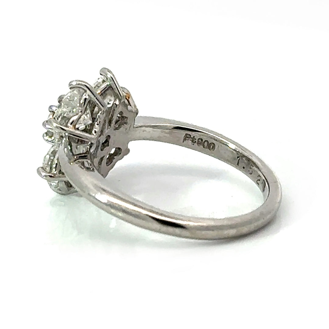Interior hallmark view of platinum diamond clover ring