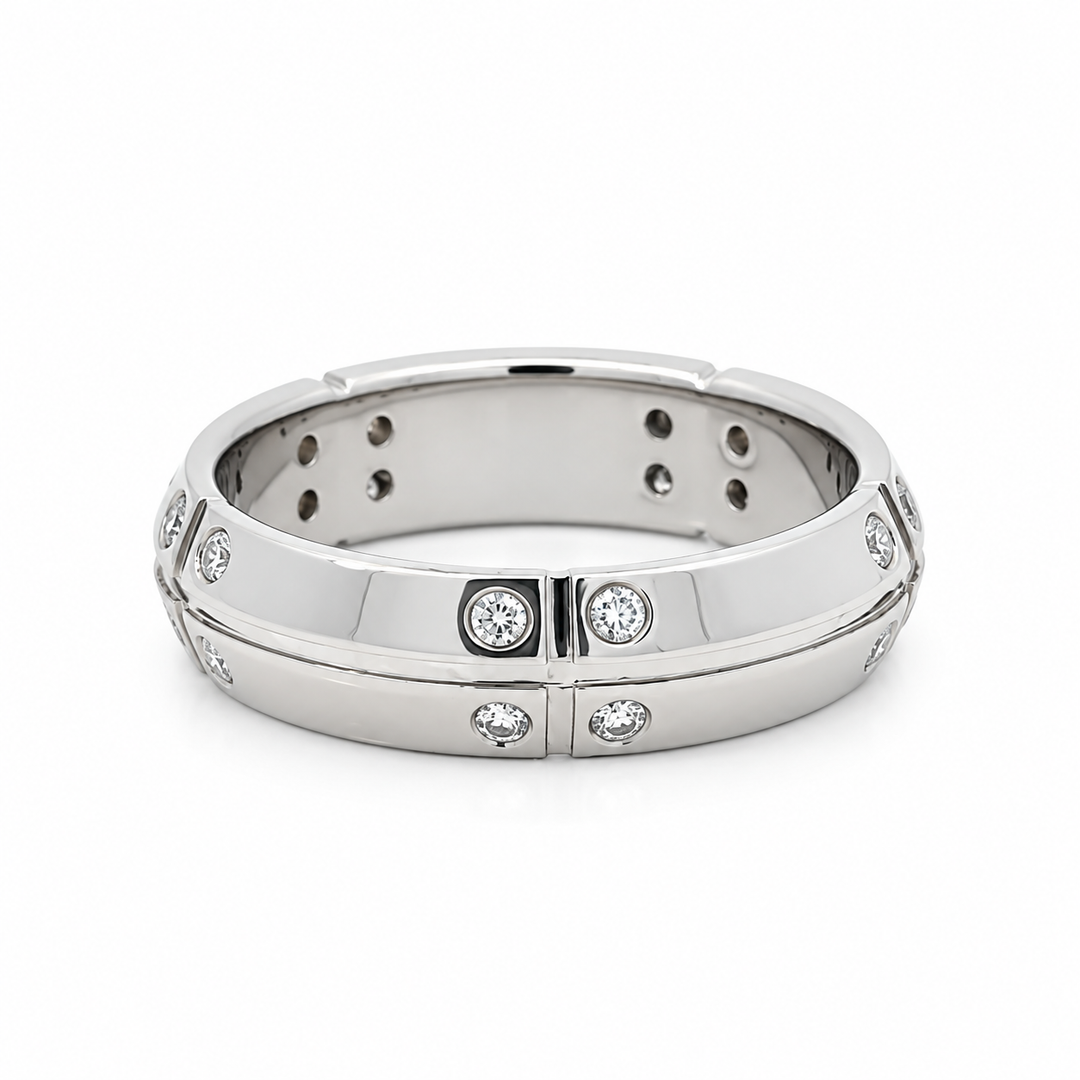 Tiffany & Co. Streamerica diamond band ring in 18K white gold, front view