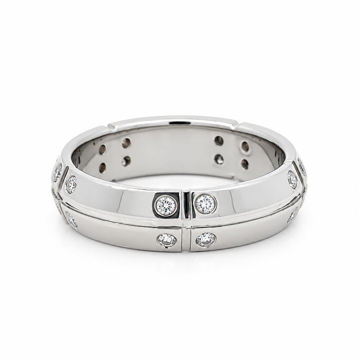 Tiffany & Co. Streamerica diamond band ring in 18K white gold, front view