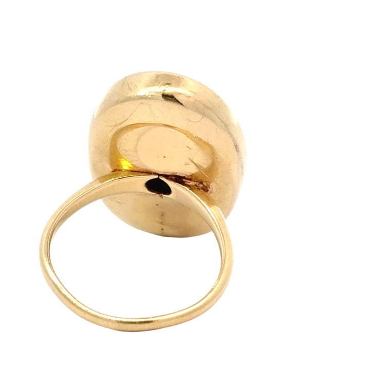 Old European Cut Diamond, Black Onyx in 14K Yellow Gold Vintage Ring