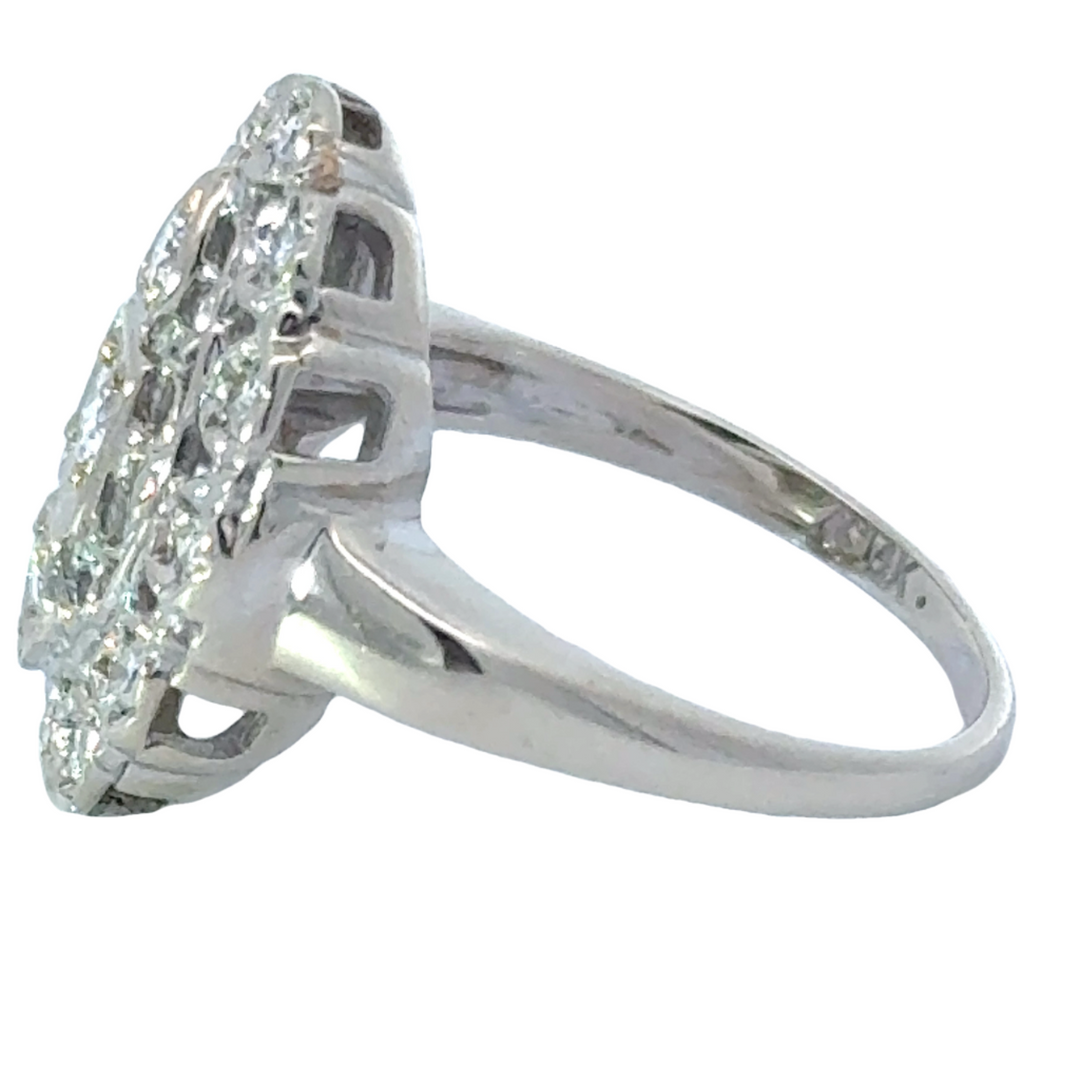 Vintage Art Deco Style Diamond and 14K White Gold Ring