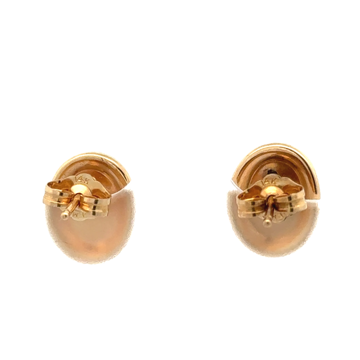Blue and White 14K Yellow Gold Cameo Vintage Earrings