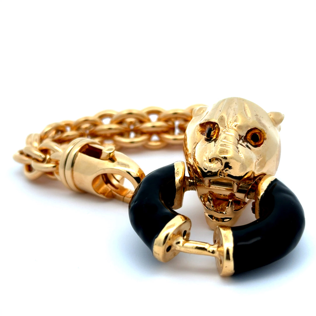 Annibale Baldini Italian Panther Chain Statement Bracelet