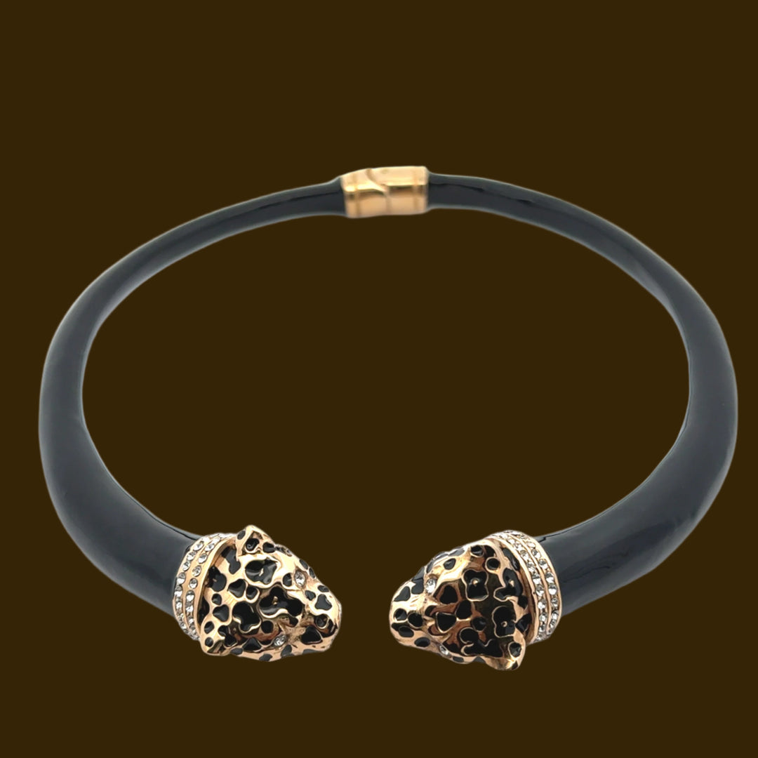 Annibale Baldini Italian Double Leopard Statement Necklace