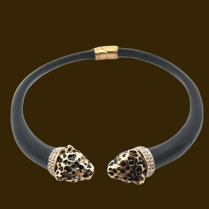 Annibale Baldini Italian Double Leopard Statement Necklace