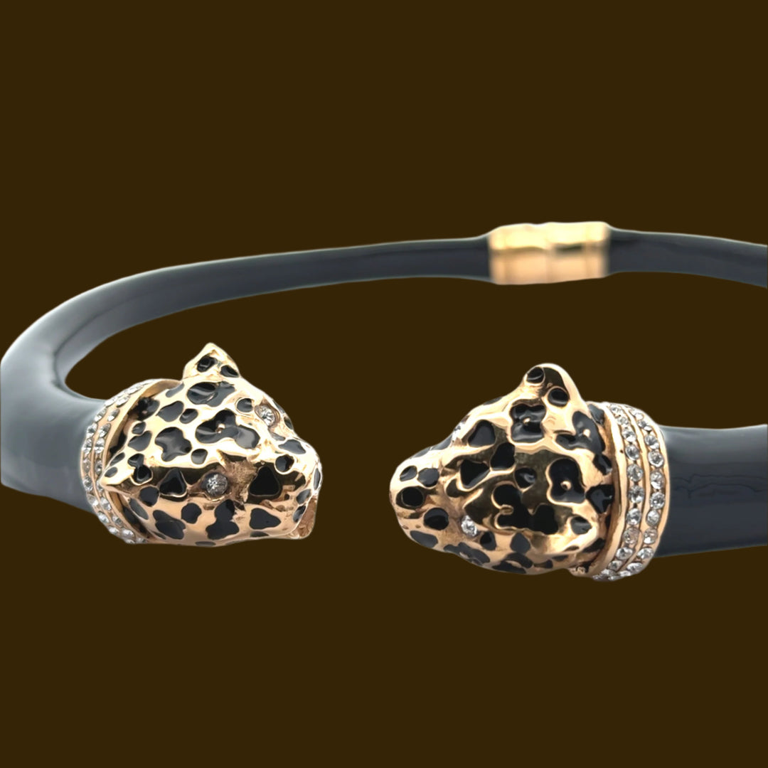 Annibale Baldini Italian Double Leopard Statement Necklace