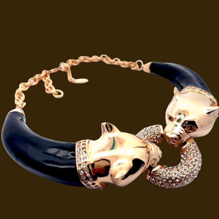 Annibale Baldini Italian Panther Swarovski Crystal Statement Necklace