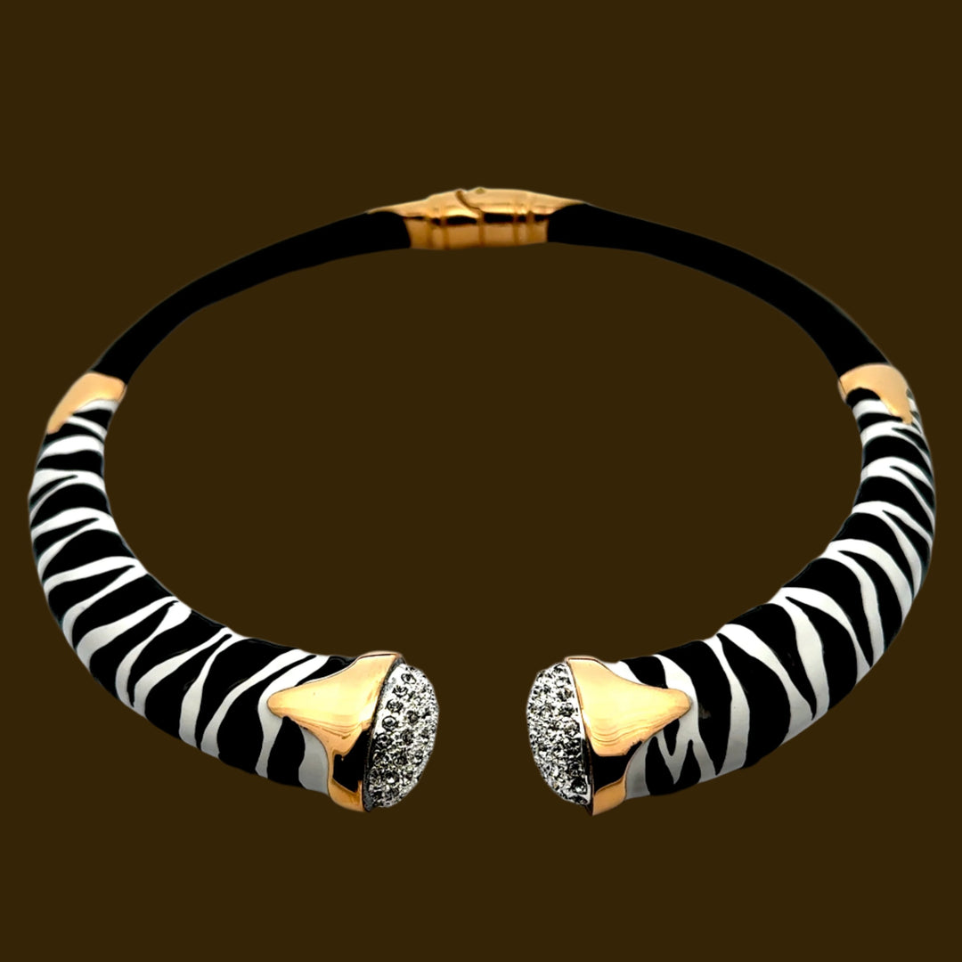 Annibale Baldini Italian Zebra Statement Necklace