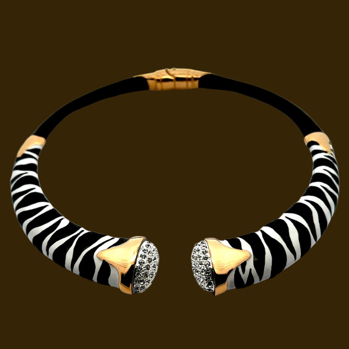 Annibale Baldini Italian Zebra Statement Necklace