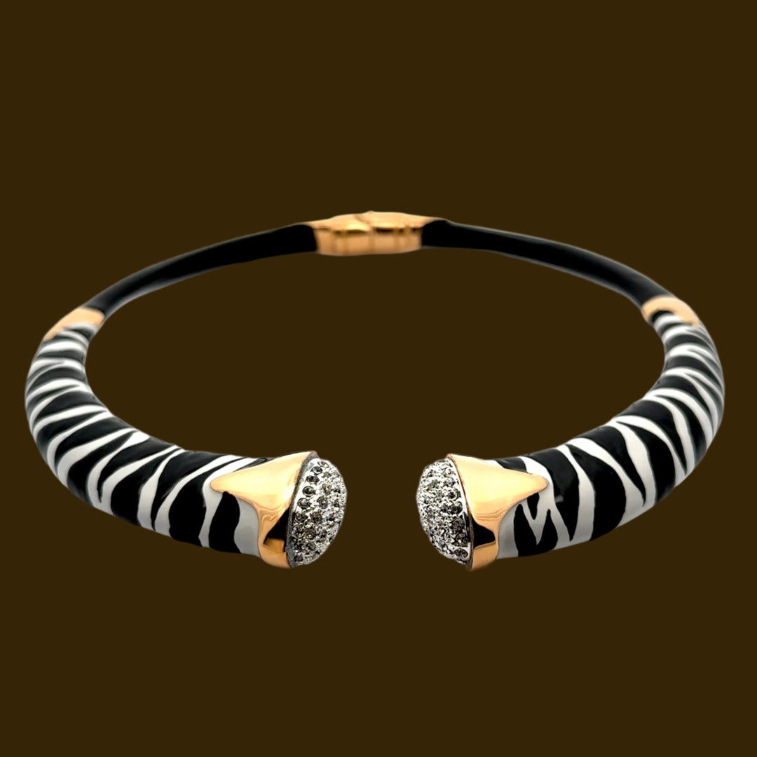 Annibale Baldini Italian Zebra Statement Necklace